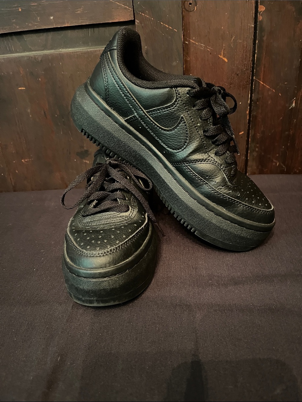 Nike Court Platform Leather Black Women's Sneaker Size 8